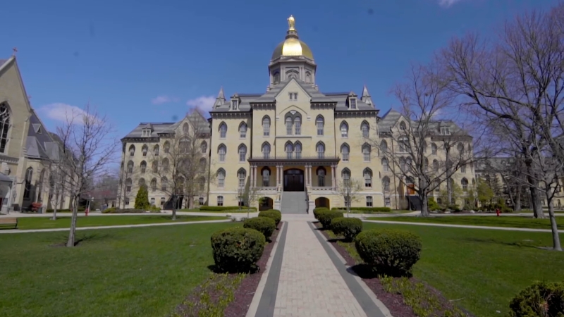 Main Building with the Golden Dome at the University of Notre Dame in South Bend