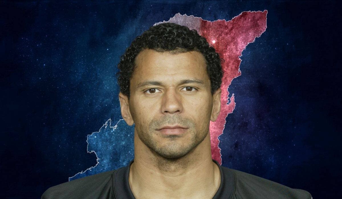 Football player portrait with a stylized background
