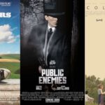Three movie posters including Hoosiers, Public Enemies, and Columbus displayed side by side