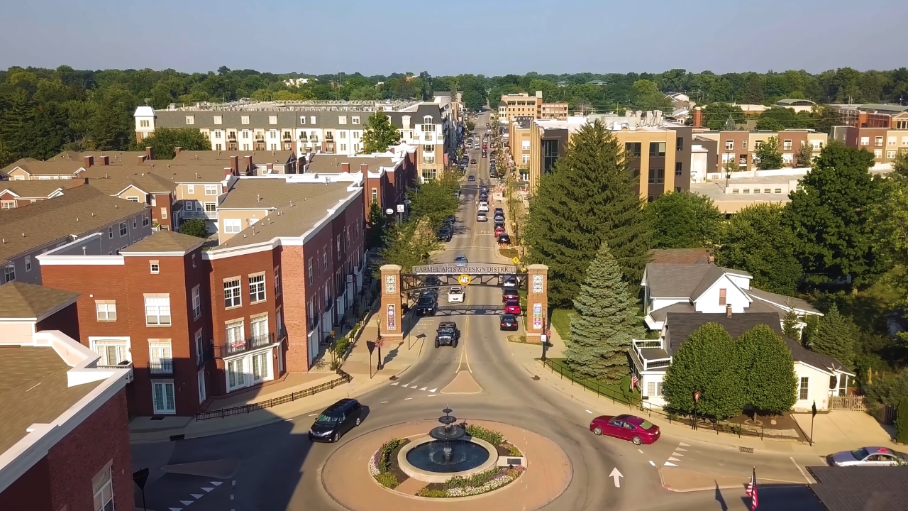Aerial view of Carmel’s Arts and Design District