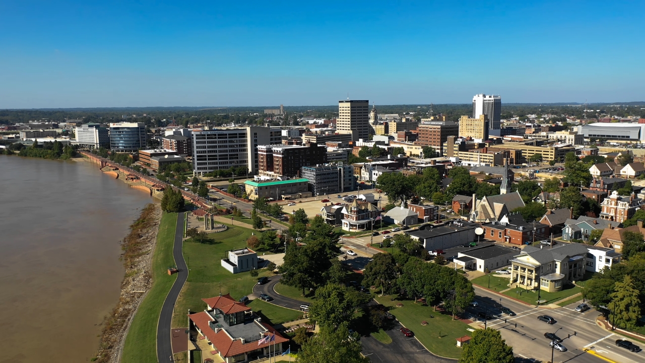 Evansville’s downtown skyline sits along the Ohio River